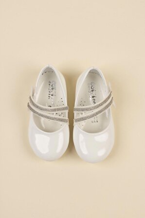 Çatal Baretli Beyaz Bebe Ayakkabı