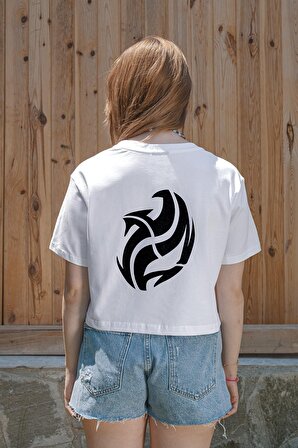 Jenip Beyaz crop basic t-shirt