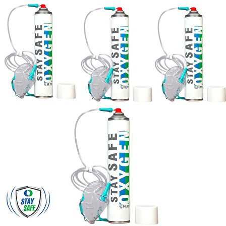 Stay Safe Taşınabilir Medikal Oksijen Maskeli 4'lü Paket