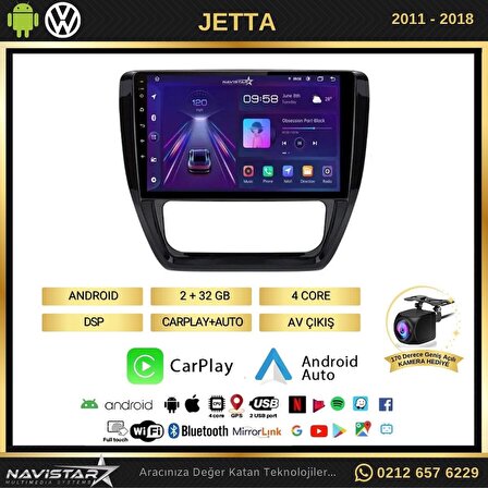 Volkswagen Jetta 2+32GB Android 13 Kablosuz Carplay 2011-2018 Navigasyon Multimedya Sistemi 
