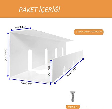 Masa Altı Kablo Düzenleyici, Kablo-Adaptör Organizeri - Beyaz