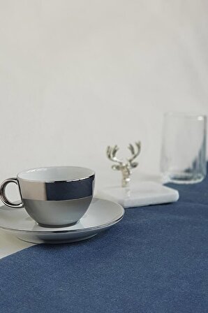 Gümüş Damat Kahvesi Seti: Fincan + Su Bardağı + Geyik Figürlü Mermer Lokumluk