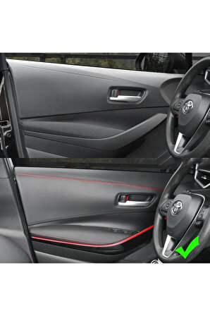 Renault Clio 5 2020 Ve Sonrası   Deri Trim Araba Oto Kapı ve Torpido Üstü Çizgi Şerit 2.5 Mt Kırmızı
