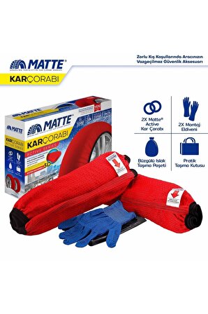 Matte Active Series Oto Araba Lastik Anti Patinaj Kar Çorabı Kırmızı Large