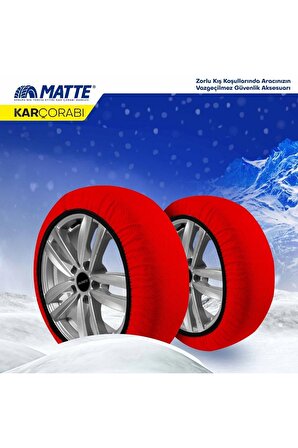 Matte Active Series Oto Araba Lastik Anti Patinaj Kar Çorabı Kırmızı Xxl