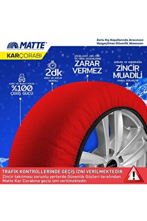 Matte Active Series Oto Araba Lastik Anti Patinaj Kar Çorabı Kırmızı Xxl