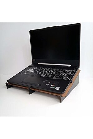 Ahşap MDF Demonte 15.6 inç Laptop Standı - Siyah Ayaklı