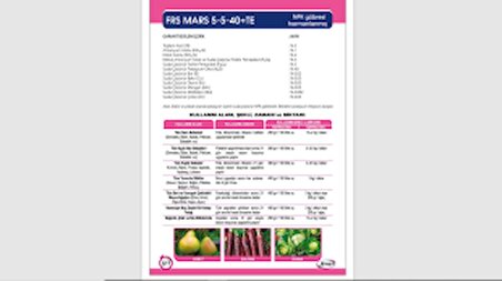 FRS Mars 5.5.40 + TE Bitki ve Çiçek Besini NPK Gübresi 1 kg (Orkide, Çiçek, Meyveler, Sebzeler )
