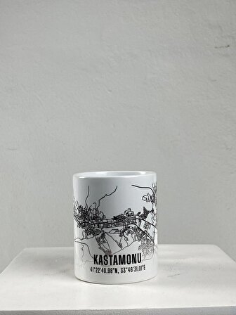 Kastamonu Şehir Haritası Baskılı Porselen Kupa