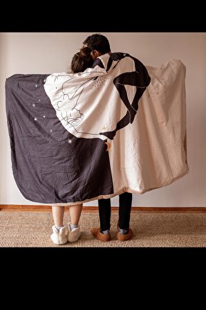 Yin Yang Lovers Kapüşonlu Battaniye