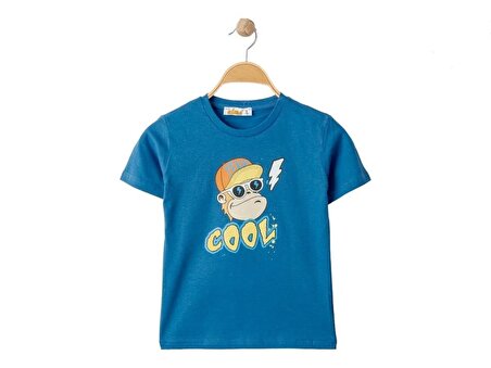 Alme Erkek Çocuk Cool Maymun Baskılı Açık Mavi Tshirt-3 Yaş