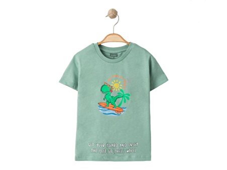 Alme Mini Get Your Board Dinazor Baskılı Yeşil Erkek Çocuk Tshirt-3 Yaş