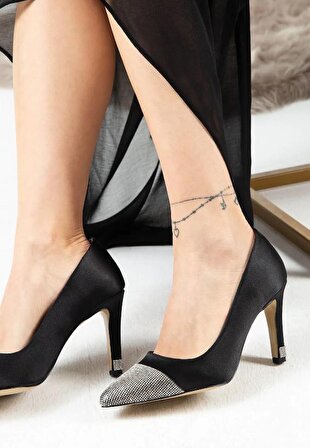 Feles Sten Taş Detaylı Kadın Topuklu Ayakkabı Stiletto