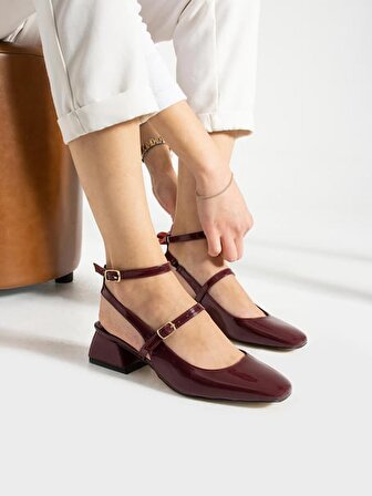 Feles Tubi Jane Küt Burunlu Kadın Topuklu Ayakkabı