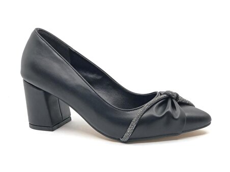 Mehtap Düğüm Taş Detaylı 6 cm Topuklu Kadın Klasik Ayakkabı