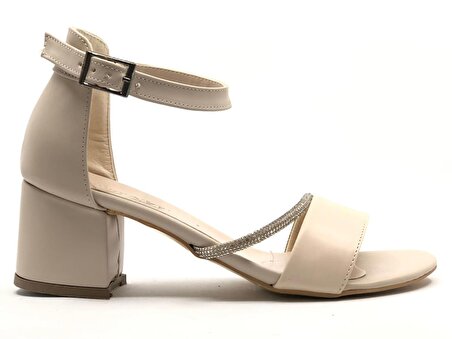 İremsu 5 cm Topuklu Şerit Taşlı Tek Bant Kadın Klasik Ayakkabı