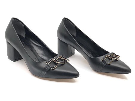 Feles Zincir Toka Detaylı Stiletto Kadın Topuklu Ayakkabı