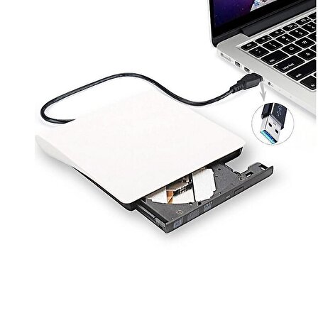 Pop-Up USB 3.0 Harici DVD-RW Optik Sürücü Beyaz