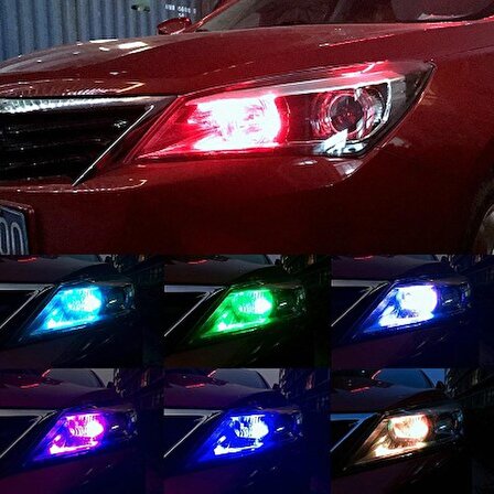 Araç Çakar Lamba RGB 16 Ledli Ampul Kumandalı Çakarlı Park Ampülü