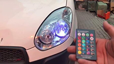 Araç Çakar Lamba RGB 16 Ledli Ampul Kumandalı Çakarlı Park Ampülü