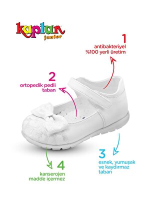 Kız Çocuk Bebek Ortopedik Ayakkabı Spor Babet BSSK 200 BEYAZ