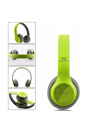 P47 Extra Bass Wireless Bluetooth Kulaklık 5.0 Bt Fm Radyo Yeşil