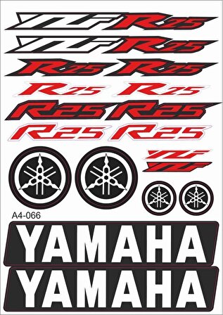 Yamaha YZF R25 Sticker Seti Kırmızı A4