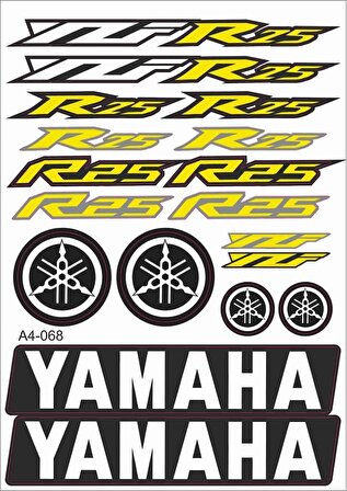 Yamaha YZF R25 Sticker Seti Sarı A4