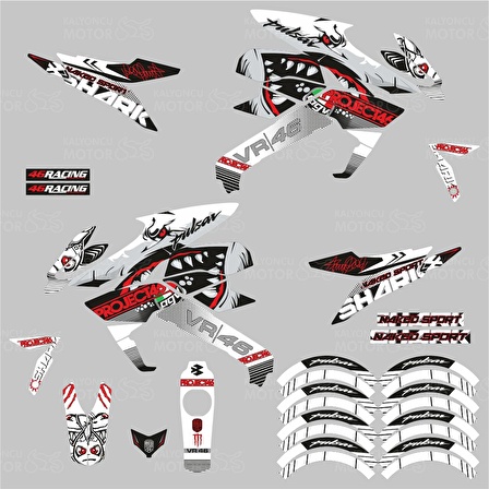 Bajaj Pulsar 200 NS Rossi Sticker Set Beyaz