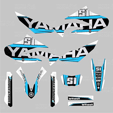 Yamaha WR 125 R Design Sticker Set Mavi-Siyah