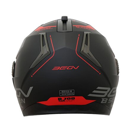 Beon B 700 Vertigo Çene Açılır Motosiklet Kaskı Siyah Kırmızı - M