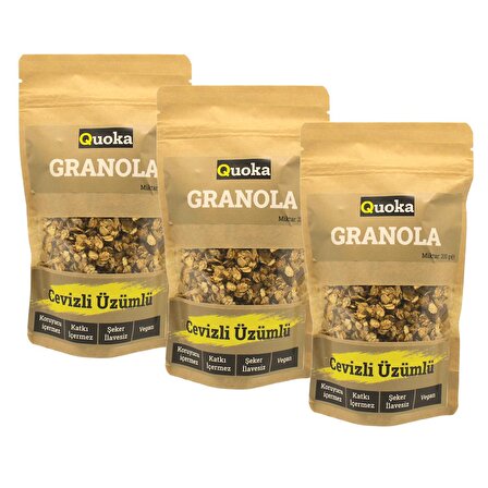 QUOKA Cevizli Üzümlü Granola 3 X 200 gr