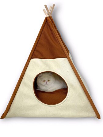 Tepee Eleven Kedi Evi, Kedi Barınağı, Kedi Çadırı, Minderli Kedi Yatağı