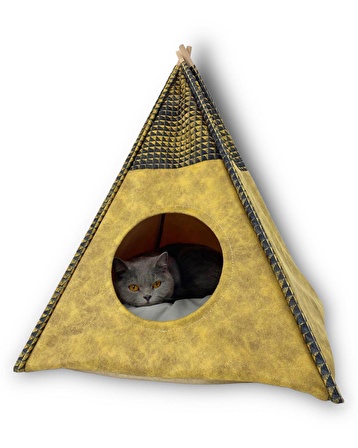 Tepee Sixteen Kedi Evi, Kedi Barınağı, Kedi Çadırı, Minderli Kedi Yatağı