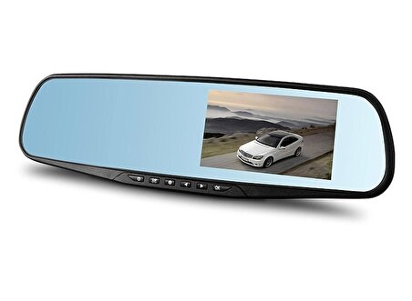 Araba Dijital Video Kaydedici 4.3 Inch Dikiz Aynalı Çift Kameralı Kayıt Cihazı Ön Ve Arka Görüş