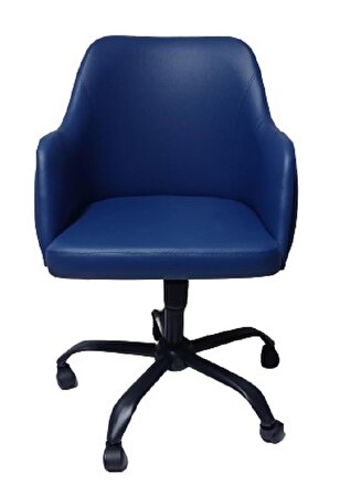 Kapitone Desenli Çalışma Sandalyesi Mavi Renk Suni Deri