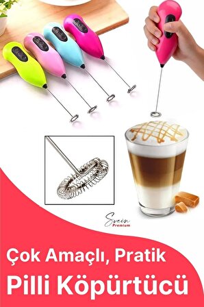 Kahve Süt Köpürtücü Cappuccino Yumurta Sos Krema Çırpıcı Çelik Uçlu Pratik Pilli Mini Karıştırıcı