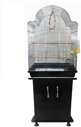 A-700 Kardelen Krom Kaplama Papağan Kafesi Ve Siyah Mobilya