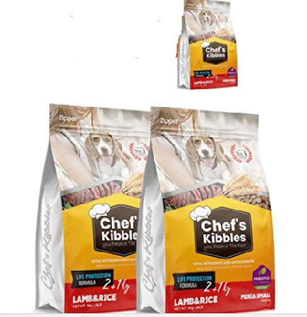  Chef`s Kibbles – Mini ve Küçük Irk Köpek Maması Kuzu Etli Pirinçli 2+1 Kg İKİ ÜRÜN+BİR ADET HEDİYE