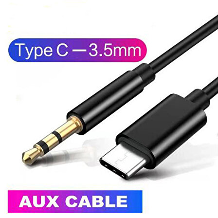Type c usb c to Aux 3.5 mm erkek Jack type c aux kablo 1m siyah