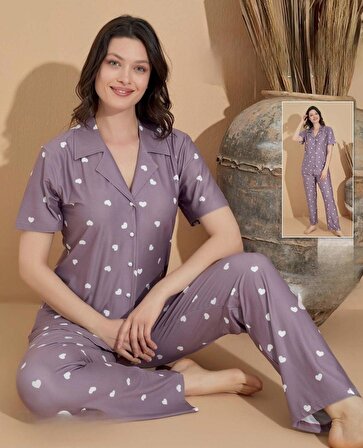 Boyraz Kadın Milan Boydan Düğmeli Kısa Kol İnce Pijama Takımı 11039 - 1 Adet