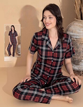 Boyraz Kadın Milan Boydan Düğmeli Kısa Kol İnce Pijama Takımı 11072 - 1 Adet