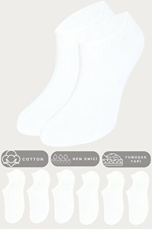Kadın - Erkek Düz Desen (6 ÇİFT) Pamuklu Beden Mevsimlik Terletmez Görünmez Çorap