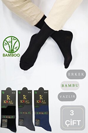 Bambu Erkek Soket Düz Uzun Çorap Klasik Yazlık Dikişsiz 3'lü Premium Set