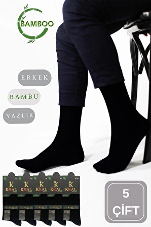 Bambu Erkek Soket Düz Uzun Çorap Klasik Yazlık Dikişsiz 5'li Premium Set