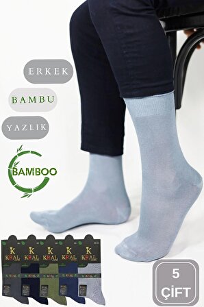 Bambu Erkek Soket Düz Uzun Çorap Klasik Yazlık Dikişsiz 5'li Premium Set
