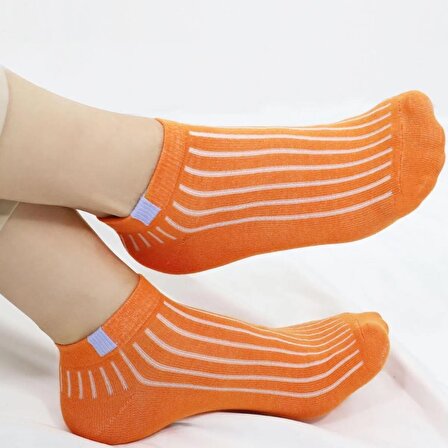 4 Çift Kadın Çorap Trend Derbili Desenli Kısa Yazlık Çorap
