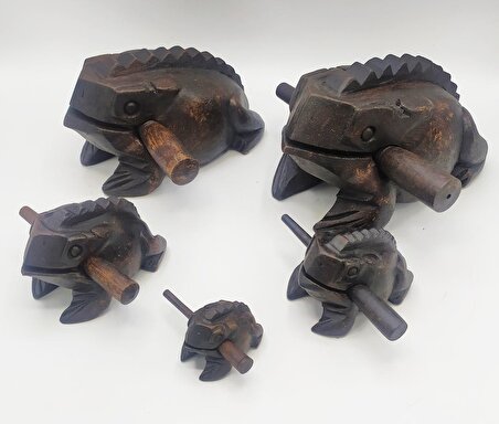 Tayland Geleneksel Kurbağa Sesi Çıkaran Dekoratif Şans Kurbağası(K.Kahverengi) (20 Cm) (no:5)