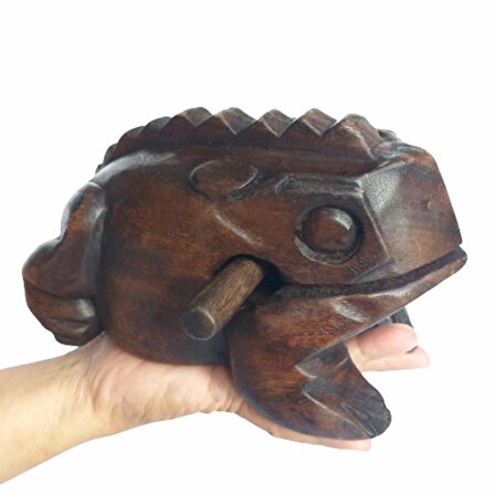 El Yapımı Tayland Geleneksel Kurbağa Sesi Çıkaran Dekoratif Şans Kurbağası (23 Cm) (no:6)