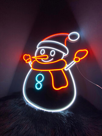 Neon Led Tabela Yılbaşı Noel Kardan Adam Modeli Duvar Dekorasyon